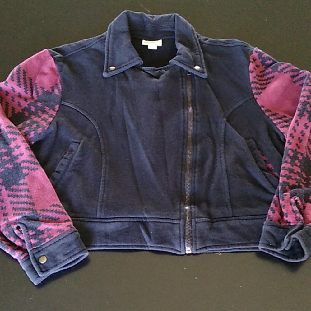 Lularoe Presley Moto Jacket size L burgundy and black